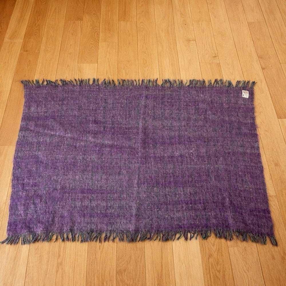 Vintage Avoca Handwoven Pure Wool Purple Throw Made In‎ Ireland | 37 x 53